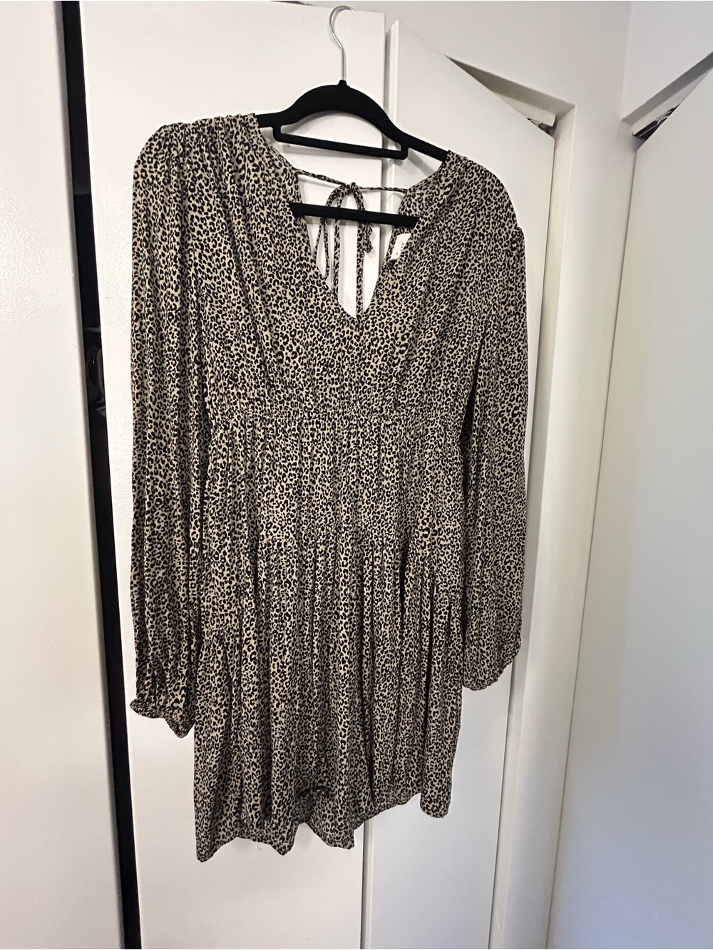 a new day Leopard-Print Long Sleeve V-Neck Dress
